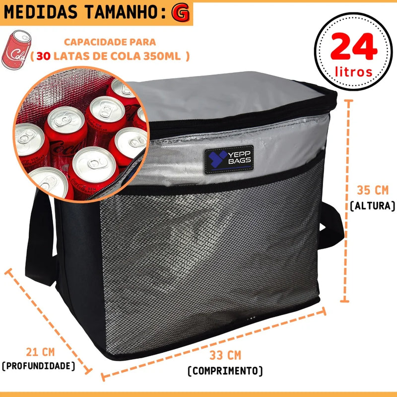 Bolsa Térmica Compacta 7/24 Litros, Bolsa Transversal Prática com Isolamento Térmico para Armazenamento de Alimentos e Viagens