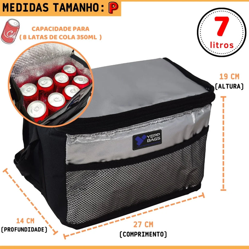 Bolsa Térmica Compacta 7/24 Litros, Bolsa Transversal Prática com Isolamento Térmico para Armazenamento de Alimentos e Viagens