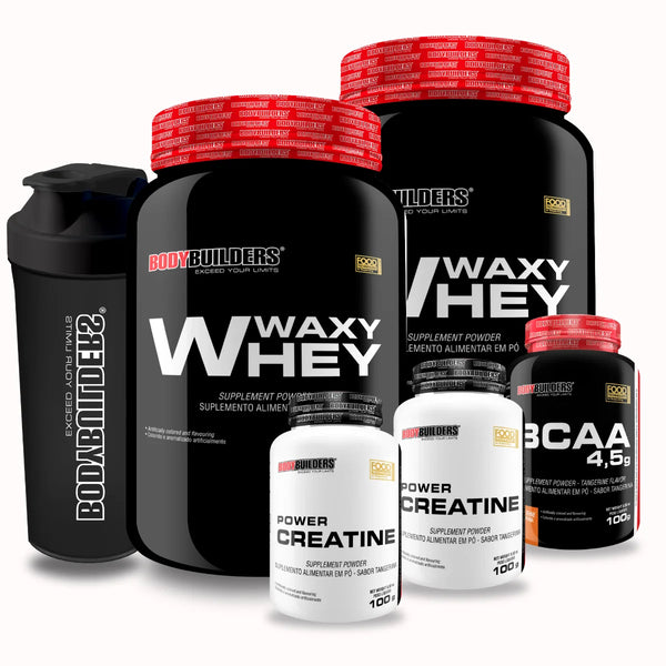 Kit Completo Suplementos Bodybuilders – Whey, Creatina, BCAA e Shaker para Performance Máxima