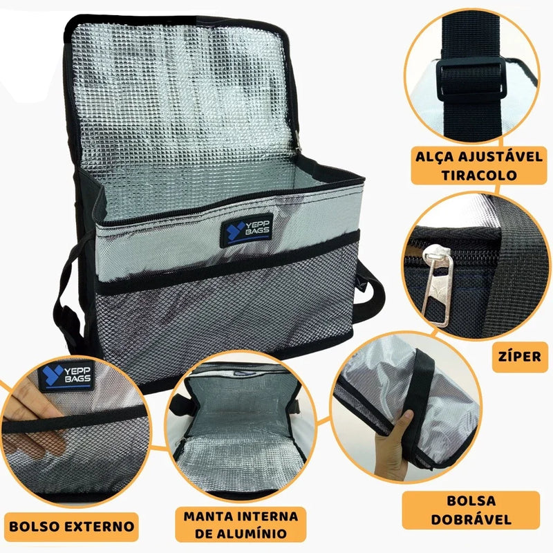 Bolsa Térmica Compacta 7/24 Litros, Bolsa Transversal Prática com Isolamento Térmico para Armazenamento de Alimentos e Viagens