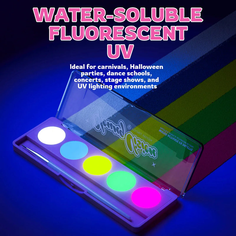 Kit de Pintura Facial UV Neon - Glow in the Dark para Carnaval e Festa de Natal, Não Tóxico e à Base d'Água