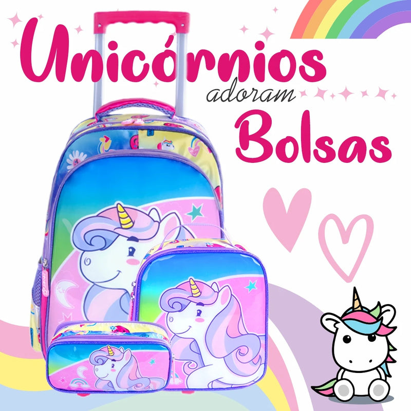 Mochila Escolar Infantil – Impermeável com Bolsa para Almoço e Kit 2024