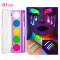 Kit de Pintura Facial UV Neon - Glow in the Dark para Carnaval e Festa de Natal, Não Tóxico e à Base d'Água