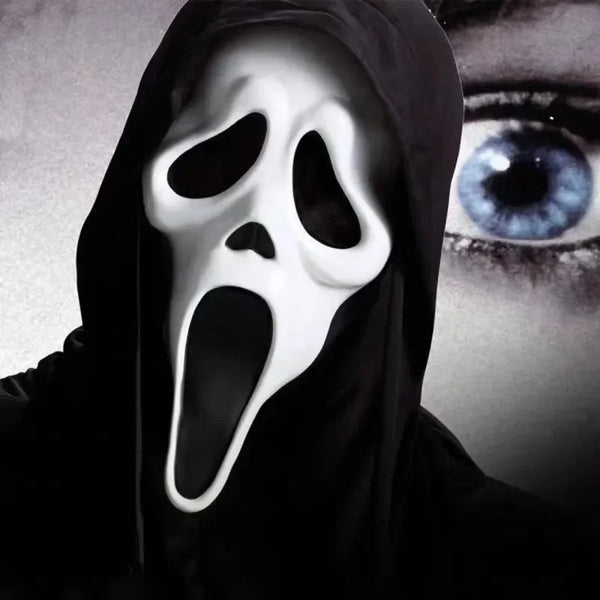 Máscara Ghostface de Látex – Terror Completo para Festas e Cosplay