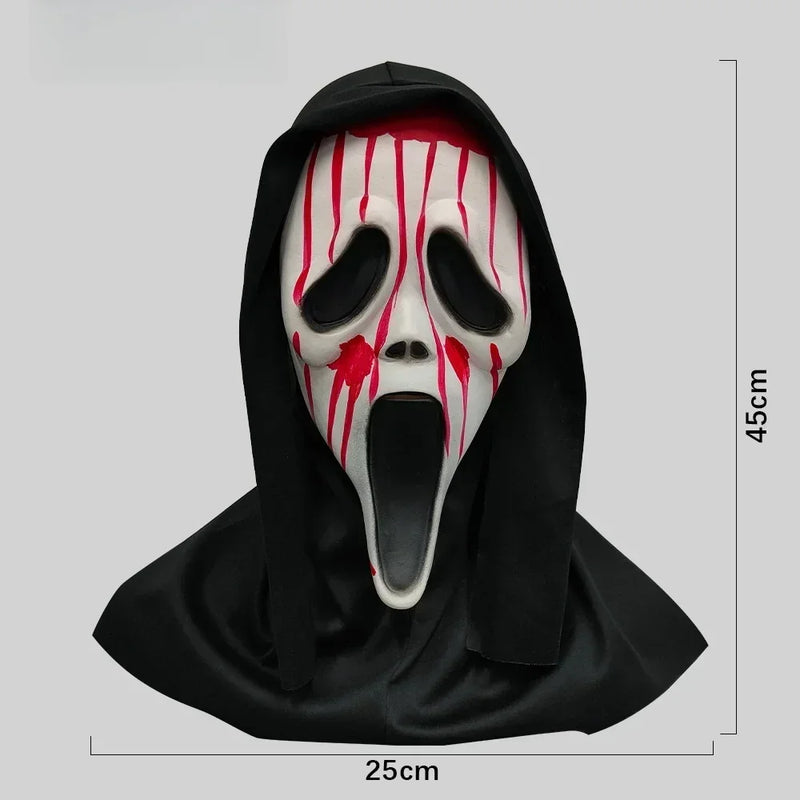 Máscara Ghostface de Látex – Terror Completo para Festas e Cosplay