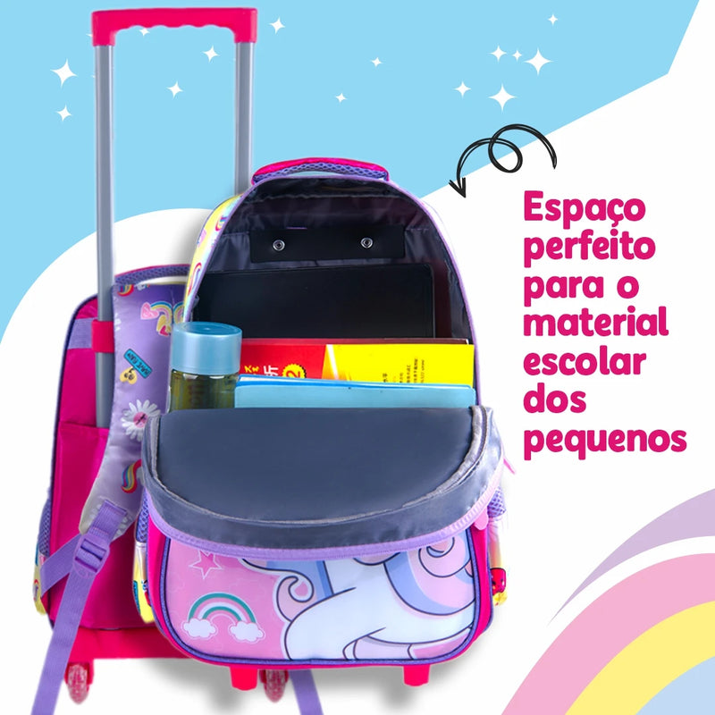 Mochila Escolar Infantil – Impermeável com Bolsa para Almoço e Kit 2024