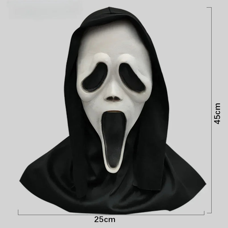 Máscara Ghostface de Látex – Terror Completo para Festas e Cosplay