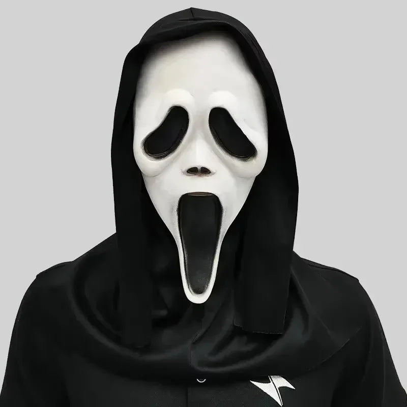 Máscara Ghostface de Látex – Terror Completo para Festas e Cosplay