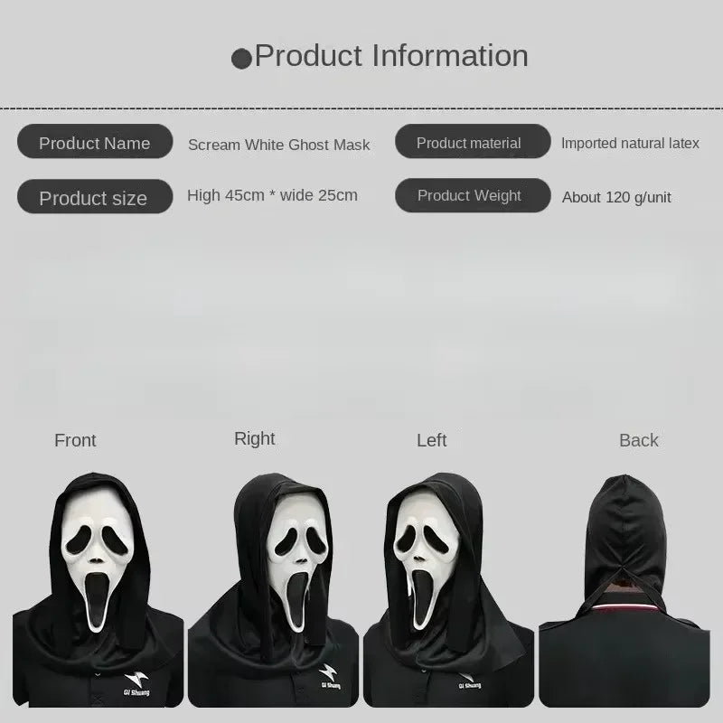 Máscara Ghostface de Látex – Terror Completo para Festas e Cosplay