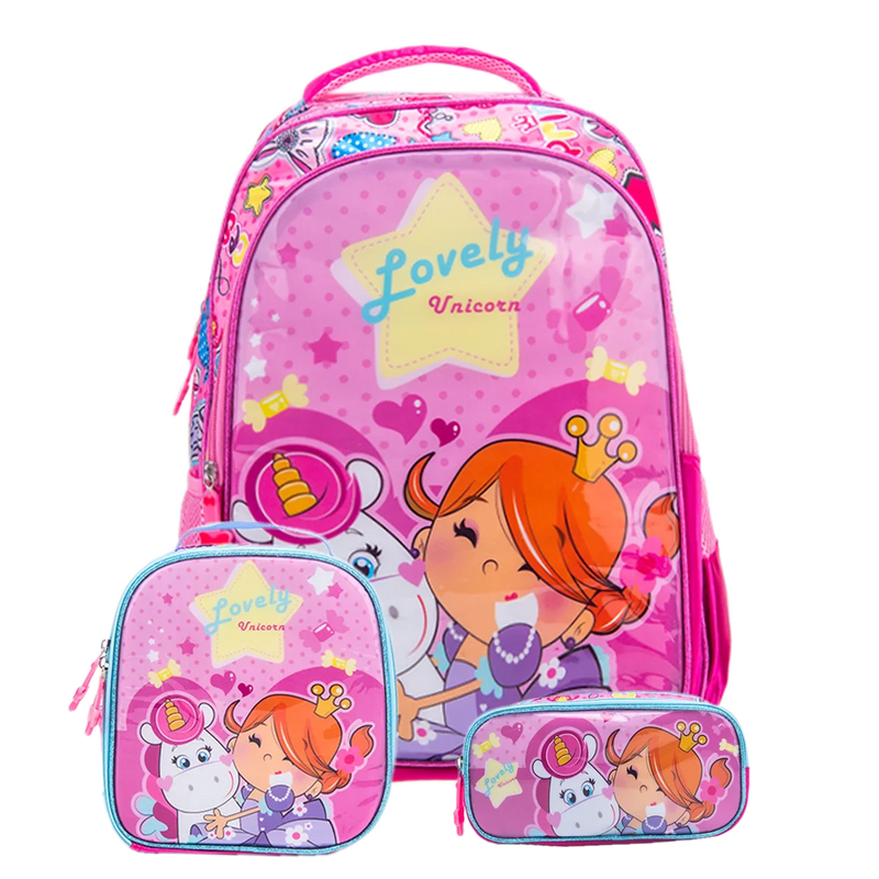 Mochila Escolar Infantil – Impermeável com Bolsa para Almoço e Kit 2024