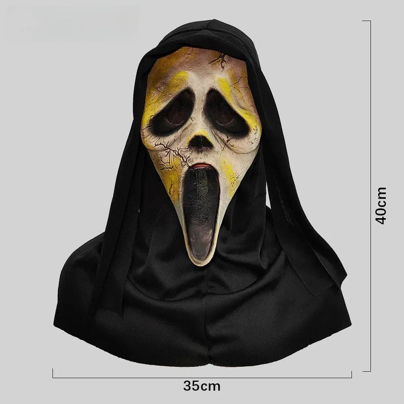 Máscara Ghostface de Látex – Terror Completo para Festas e Cosplay