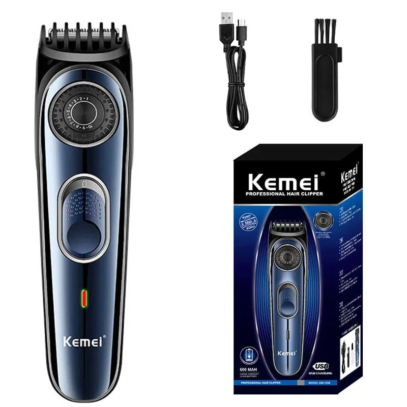 Kemei – Aparador de cabelo e barba 1-10mm sem fio recarregável