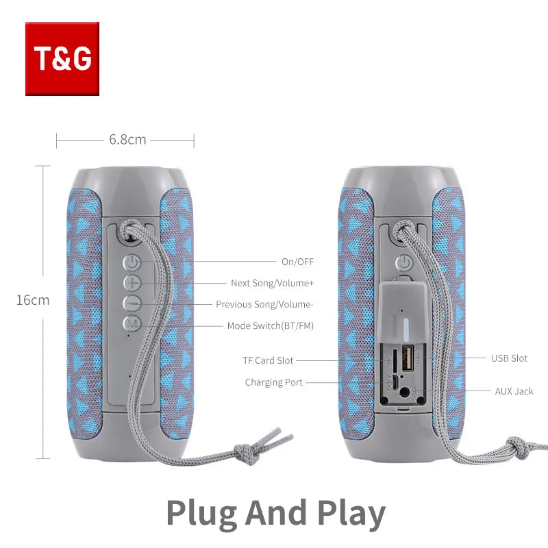 Caixa de som Bluetooth portátil TG117 à prova d'água